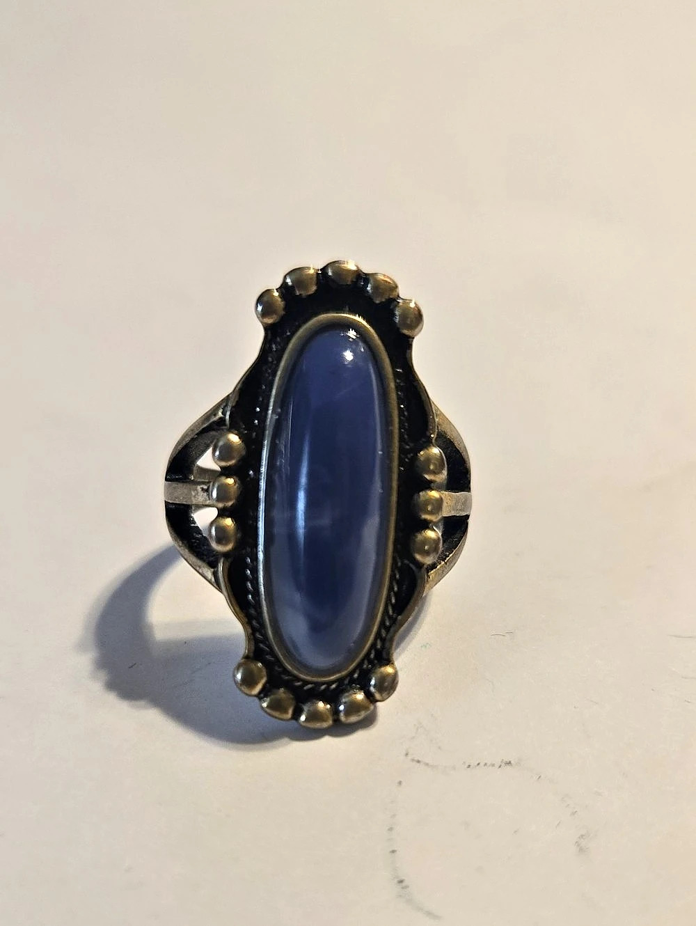 Blue Oval Stone Statement Ring
